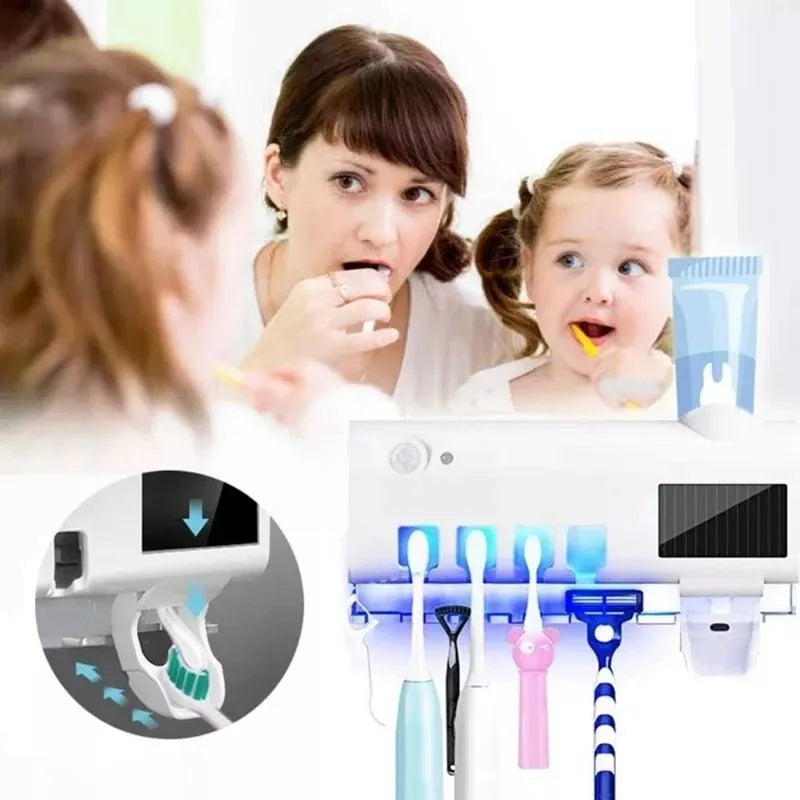 ESTERILIZADOR DE CEPILLOS DE DIENTES + DISPENSADOR DE CREMA DENTAL